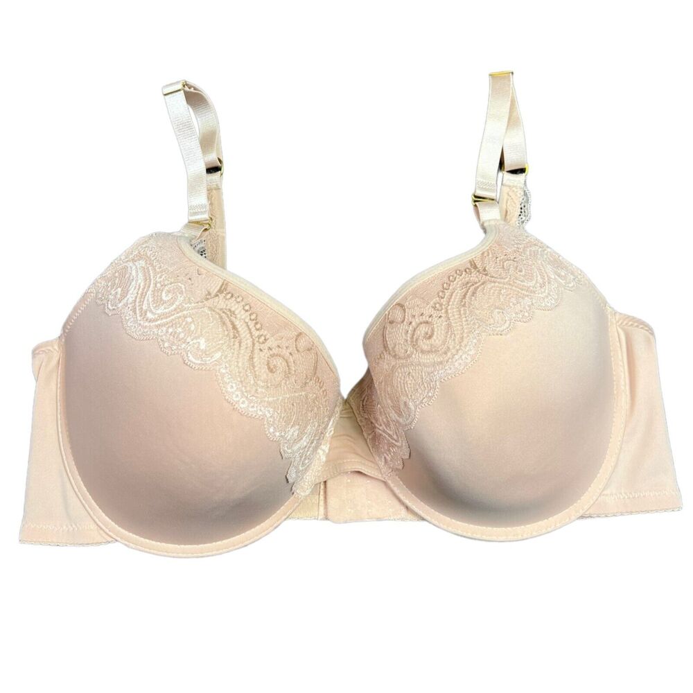 Delta Burke Womens Bra 42D Beige Lace Underwire Lightly Lined Full Coverage